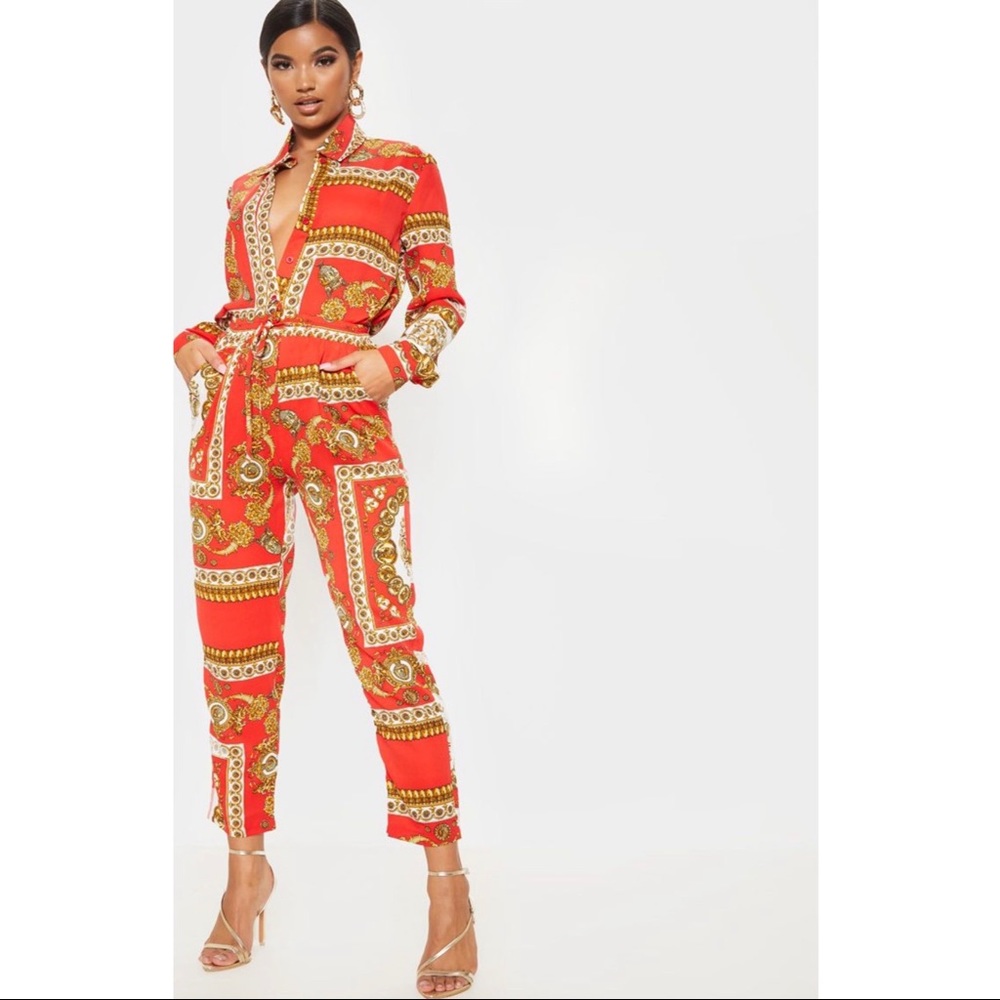 PrettyLittleThing Red Scarf Print Set